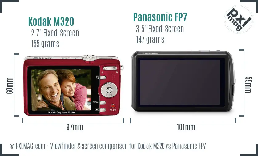 Kodak M320 vs Panasonic FP7 Screen and Viewfinder comparison