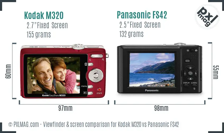 Kodak M320 vs Panasonic FS42 Screen and Viewfinder comparison