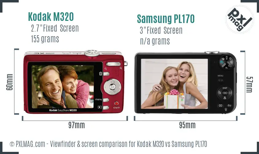 Kodak M320 vs Samsung PL170 Screen and Viewfinder comparison Kodak M320 vs Samsung PL170 Screen and Viewfinder comparison