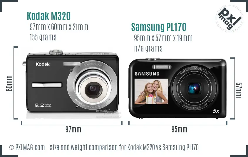 Kodak M320 vs Samsung PL170 size comparison Kodak M320 vs Samsung PL170 size comparison