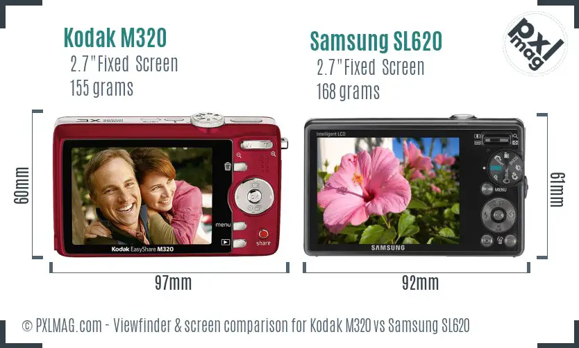 Kodak M320 vs Samsung SL620 Screen and Viewfinder comparison Kodak M320 vs Samsung SL620 Screen and Viewfinder comparison