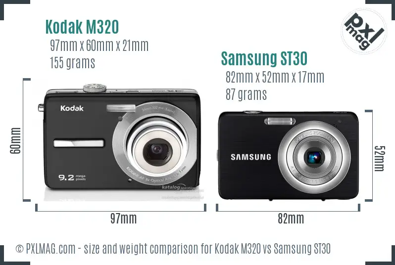 Kodak M320 vs Samsung ST30 size comparison