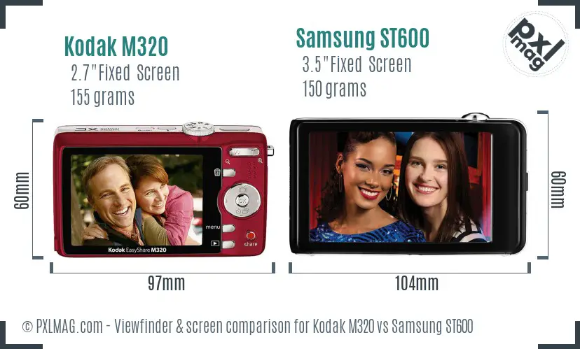 Kodak M320 vs Samsung ST600 Screen and Viewfinder comparison
