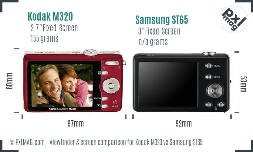 Kodak M320 vs Samsung ST65 Screen and Viewfinder comparison