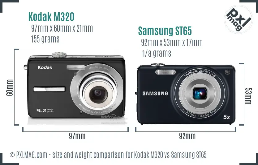 Kodak M320 vs Samsung ST65 size comparison