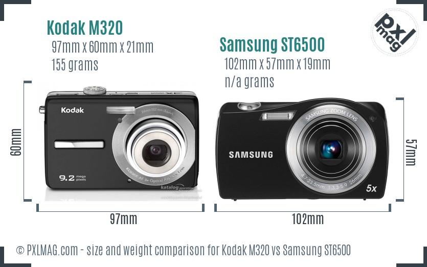 Kodak M320 vs Samsung ST6500 size comparison