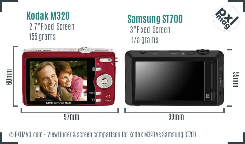 Kodak M320 vs Samsung ST700 Screen and Viewfinder comparison