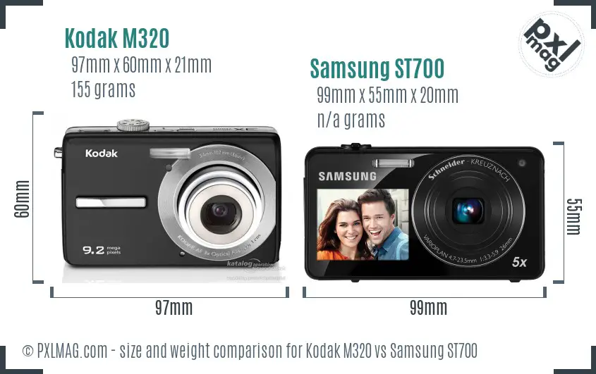 Kodak M320 vs Samsung ST700 size comparison