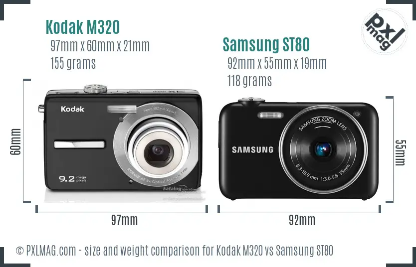 Kodak M320 vs Samsung ST80 size comparison