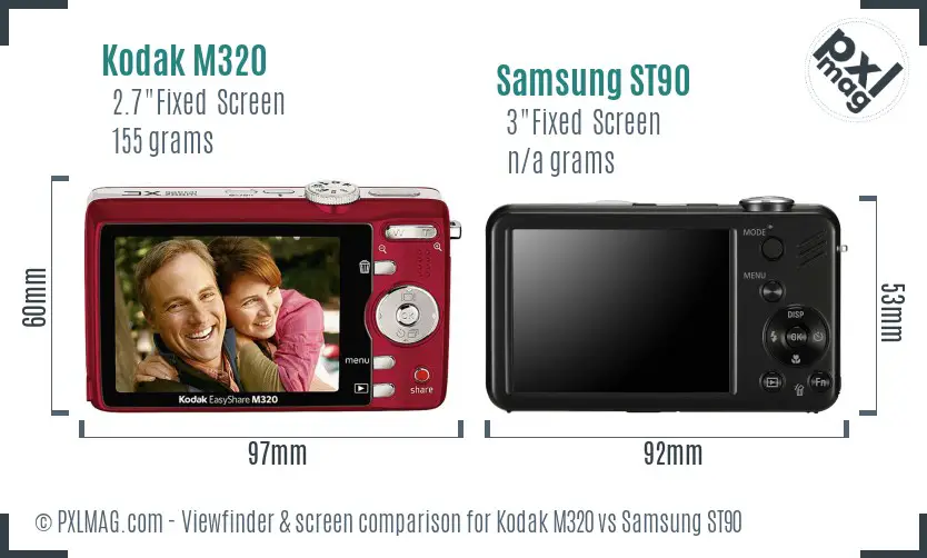 Kodak M320 vs Samsung ST90 Screen and Viewfinder comparison