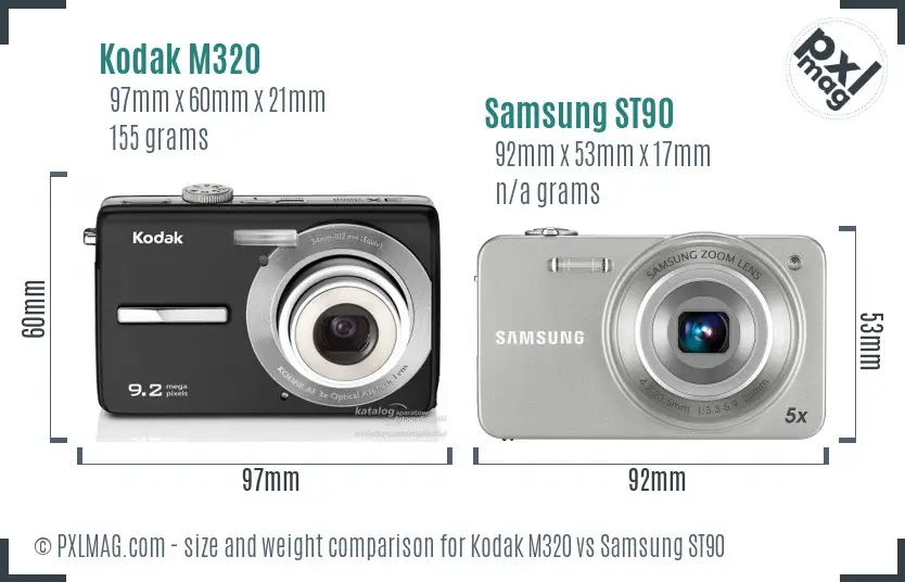 Kodak M320 vs Samsung ST90 size comparison