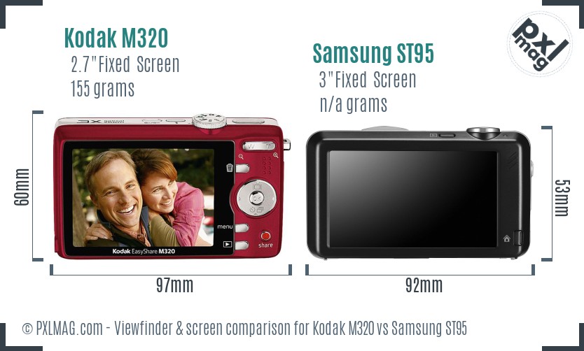 Kodak M320 vs Samsung ST95 Screen and Viewfinder comparison
