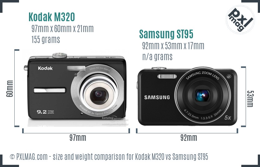 Kodak M320 vs Samsung ST95 size comparison Kodak M320 vs Samsung ST95 size comparison