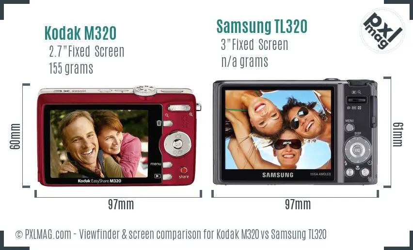 Kodak M320 vs Samsung TL320 Screen and Viewfinder comparison
