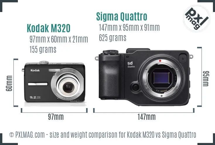 Kodak M320 vs Sigma Quattro size comparison