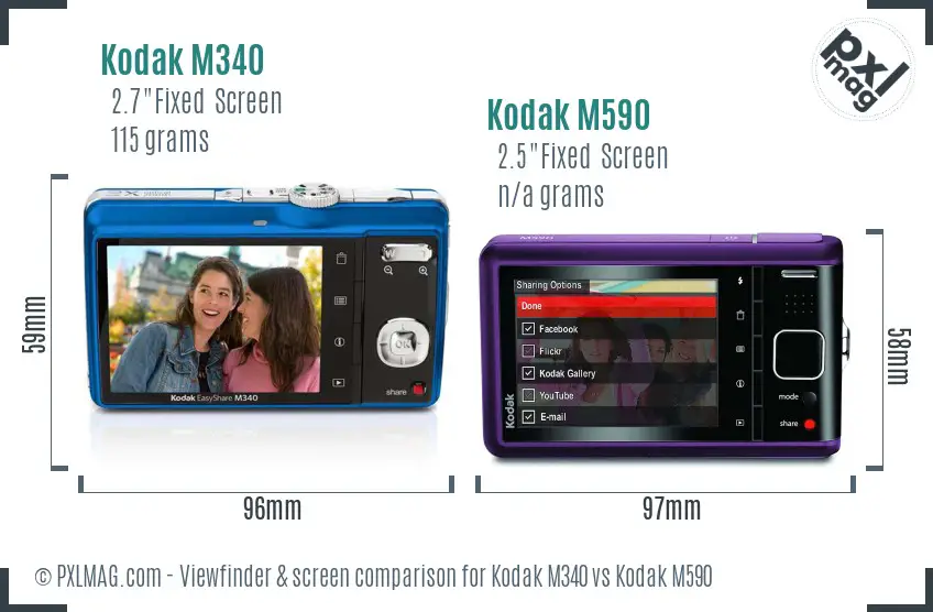 Kodak M340 vs Kodak M590 Screen and Viewfinder comparison