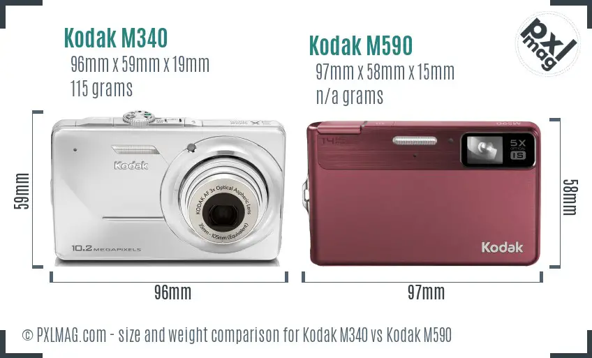 Kodak M340 vs Kodak M590 size comparison