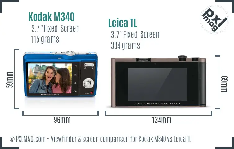 Kodak M340 vs Leica TL Screen and Viewfinder comparison