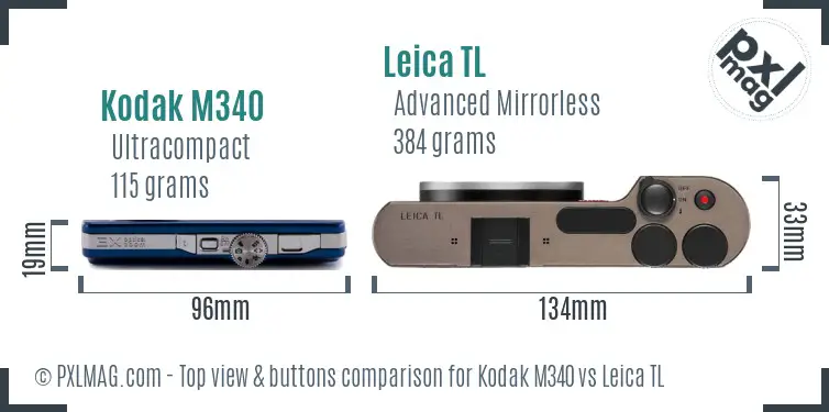 Kodak M340 vs Leica TL top view buttons comparison