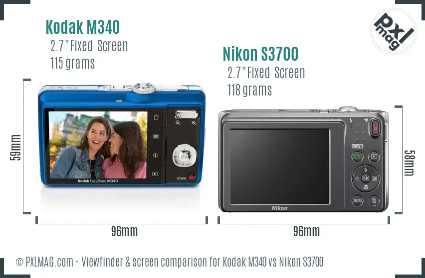 Kodak M340 vs Nikon S3700 Screen and Viewfinder comparison Kodak M340 vs Nikon S3700 Screen and Viewfinder comparison