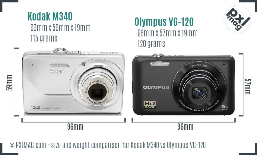 Kodak M340 vs Olympus VG-120 size comparison