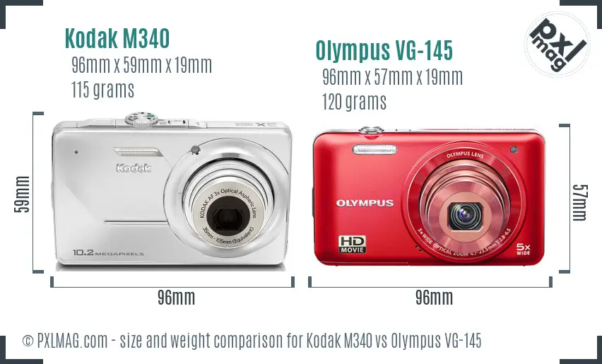 Kodak M340 vs Olympus VG-145 size comparison