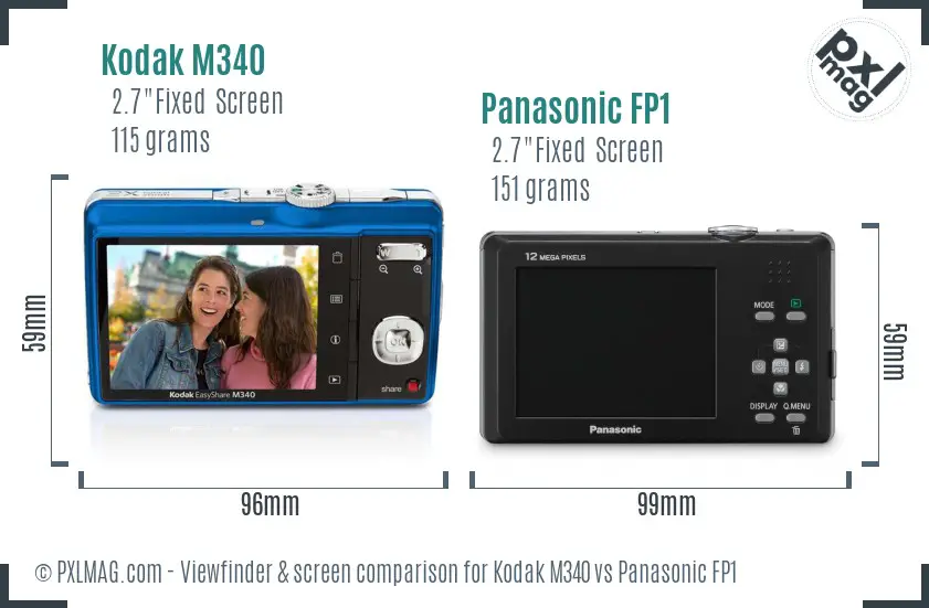 Kodak M340 vs Panasonic FP1 Screen and Viewfinder comparison