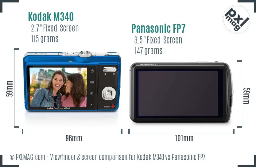 Kodak M340 vs Panasonic FP7 Screen and Viewfinder comparison