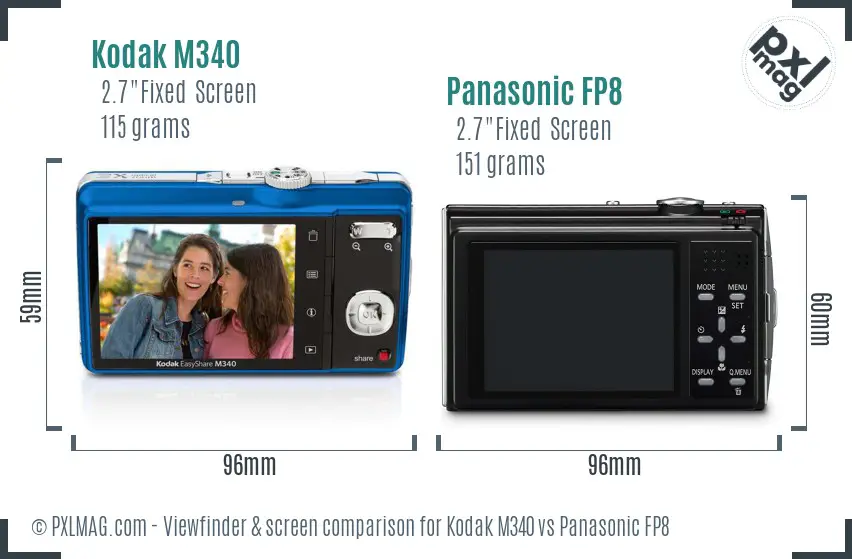 Kodak M340 vs Panasonic FP8 Screen and Viewfinder comparison Kodak M340 vs Panasonic FP8 Screen and Viewfinder comparison