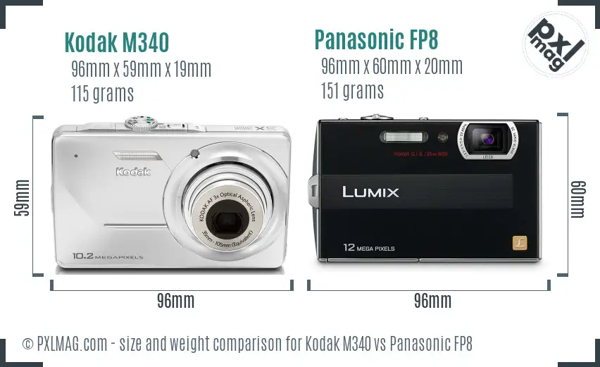 Kodak M340 vs Panasonic FP8 size comparison Kodak M340 vs Panasonic FP8 size comparison