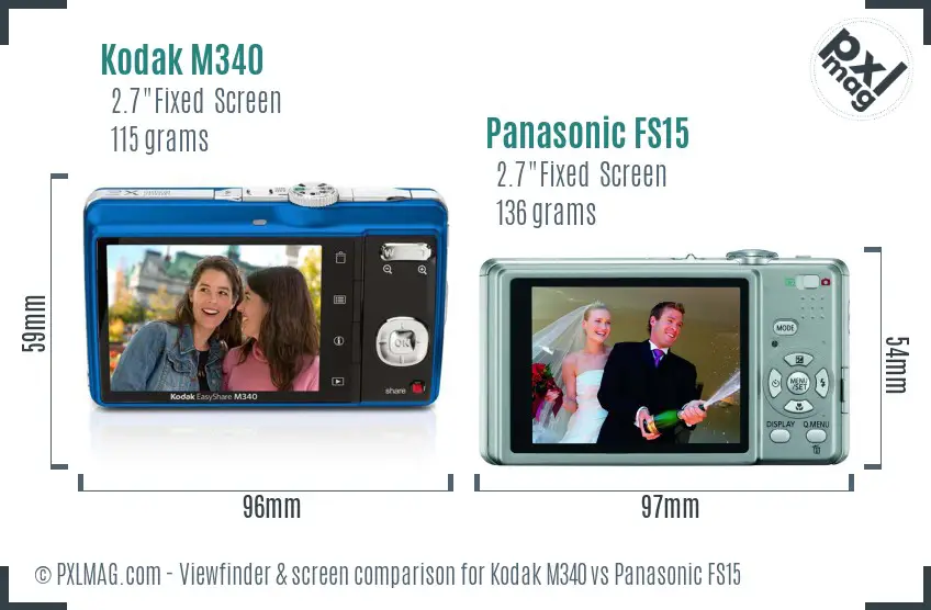 Kodak M340 vs Panasonic FS15 Screen and Viewfinder comparison Kodak M340 vs Panasonic FS15 Screen and Viewfinder comparison
