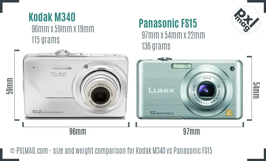 Kodak M340 vs Panasonic FS15 size comparison Kodak M340 vs Panasonic FS15 size comparison