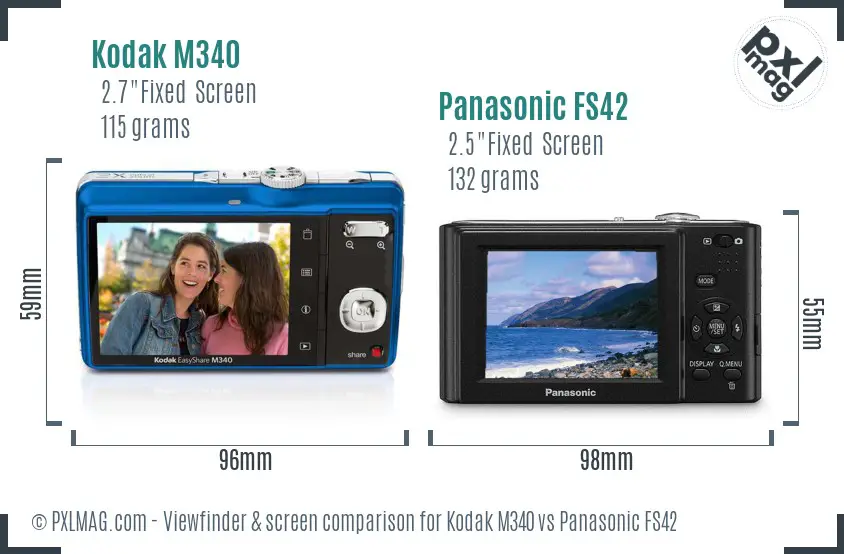 Kodak M340 vs Panasonic FS42 Screen and Viewfinder comparison