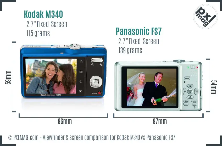 Kodak M340 vs Panasonic FS7 Screen and Viewfinder comparison Kodak M340 vs Panasonic FS7 Screen and Viewfinder comparison