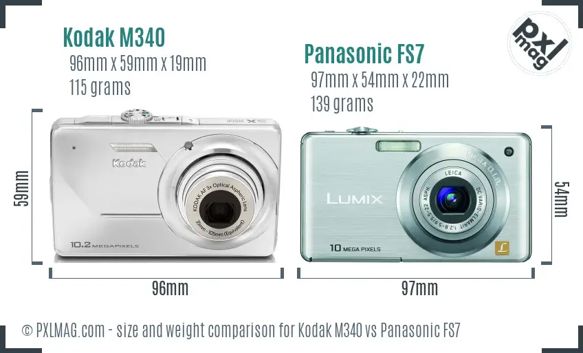 Kodak M340 vs Panasonic FS7 size comparison Kodak M340 vs Panasonic FS7 size comparison