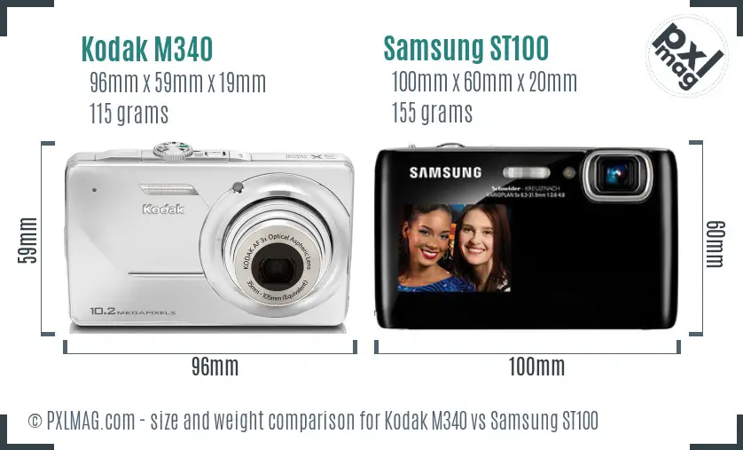 Kodak M340 vs Samsung ST100 size comparison Kodak M340 vs Samsung ST100 size comparison