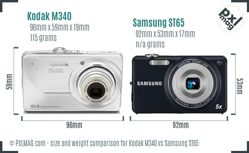 Kodak M340 vs Samsung ST65 size comparison