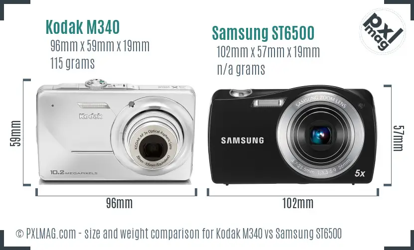Kodak M340 vs Samsung ST6500 size comparison