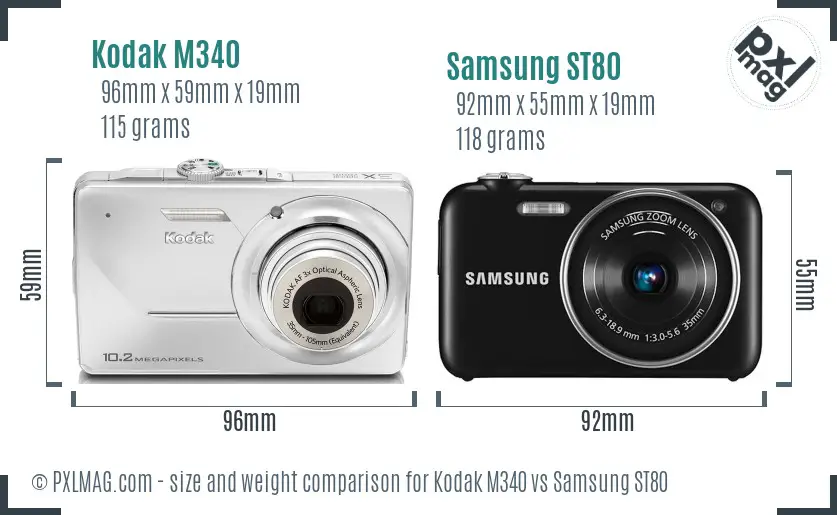 Kodak M340 vs Samsung ST80 size comparison