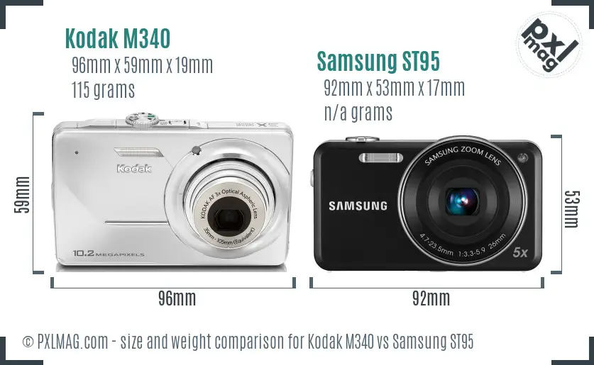Kodak M340 vs Samsung ST95 size comparison