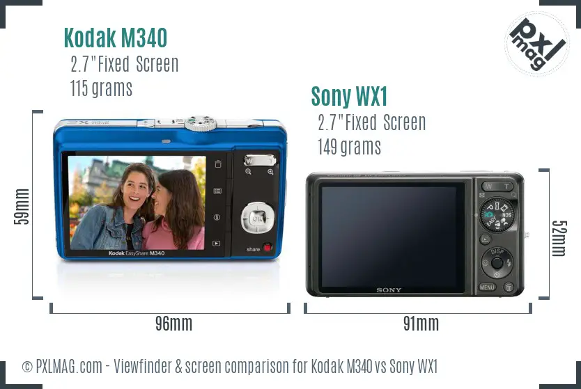 Kodak M340 vs Sony WX1 Screen and Viewfinder comparison Kodak M340 vs Sony WX1 Screen and Viewfinder comparison