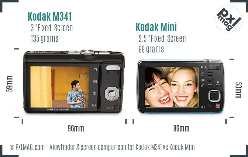 Kodak M341 vs Kodak Mini Screen and Viewfinder comparison Kodak M341 vs Kodak Mini Screen and Viewfinder comparison