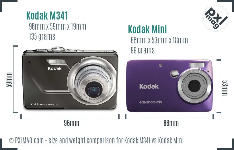 Kodak M341 vs Kodak Mini size comparison Kodak M341 vs Kodak Mini size comparison