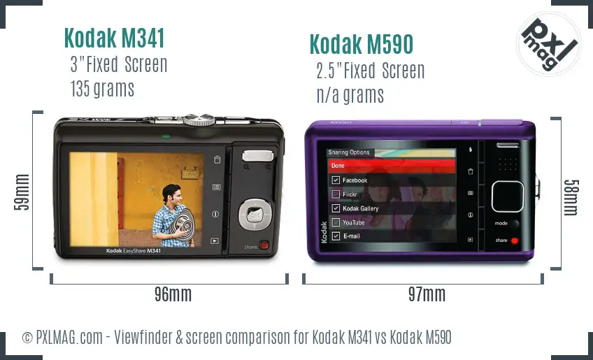 Kodak M341 vs Kodak M590 Screen and Viewfinder comparison Kodak M341 vs Kodak M590 Screen and Viewfinder comparison