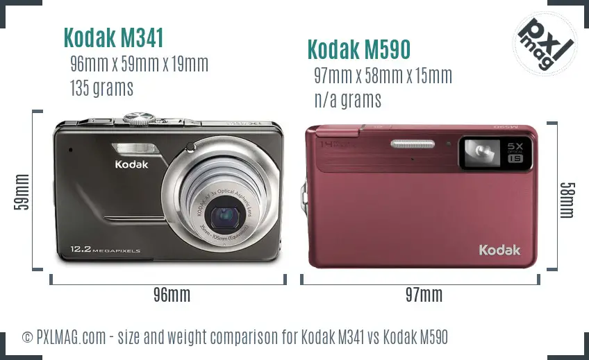 Kodak M341 vs Kodak M590 size comparison Kodak M341 vs Kodak M590 size comparison