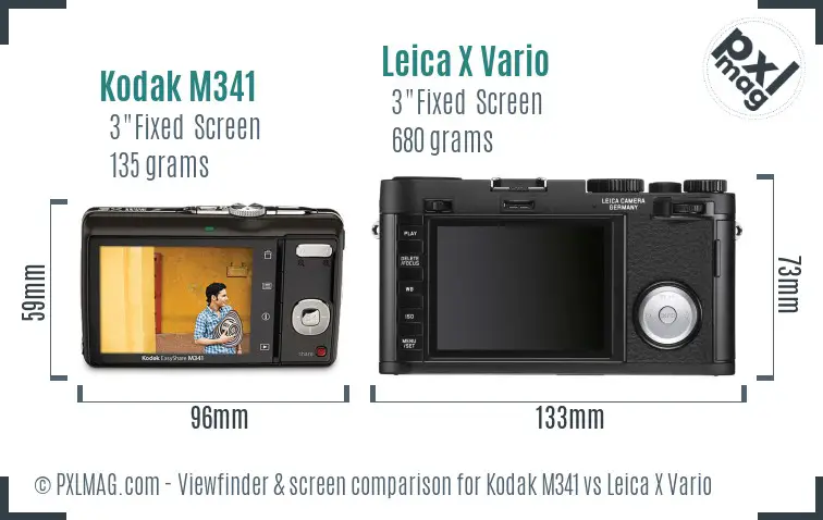 Kodak M341 vs Leica X Vario Screen and Viewfinder comparison