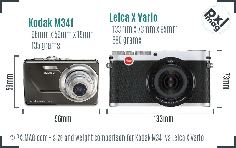 Kodak M341 vs Leica X Vario size comparison