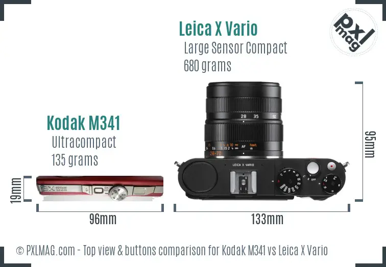 Kodak M341 vs Leica X Vario top view buttons comparison