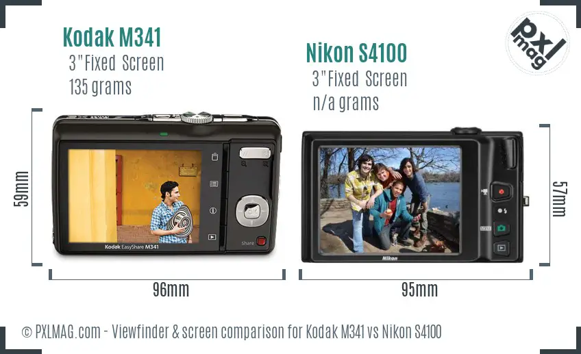 Kodak M341 vs Nikon S4100 Screen and Viewfinder comparison Kodak M341 vs Nikon S4100 Screen and Viewfinder comparison