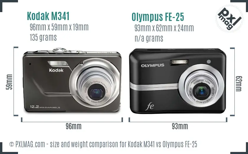 Kodak M341 vs Olympus FE-25 size comparison Kodak M341 vs Olympus FE-25 size comparison